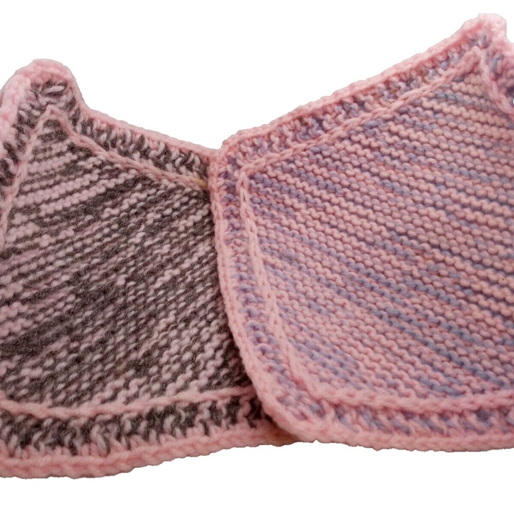 Hand Knitted Pink Hot Pads 1960's Homemade Kitchey Decor Excellent Condition